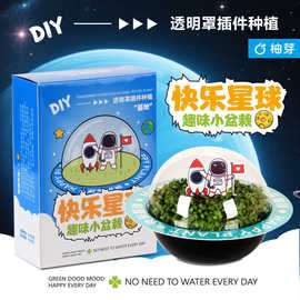 创意卡通宇航员星球植物盆栽学生奖品生日礼物儿童趣味种植小盆栽