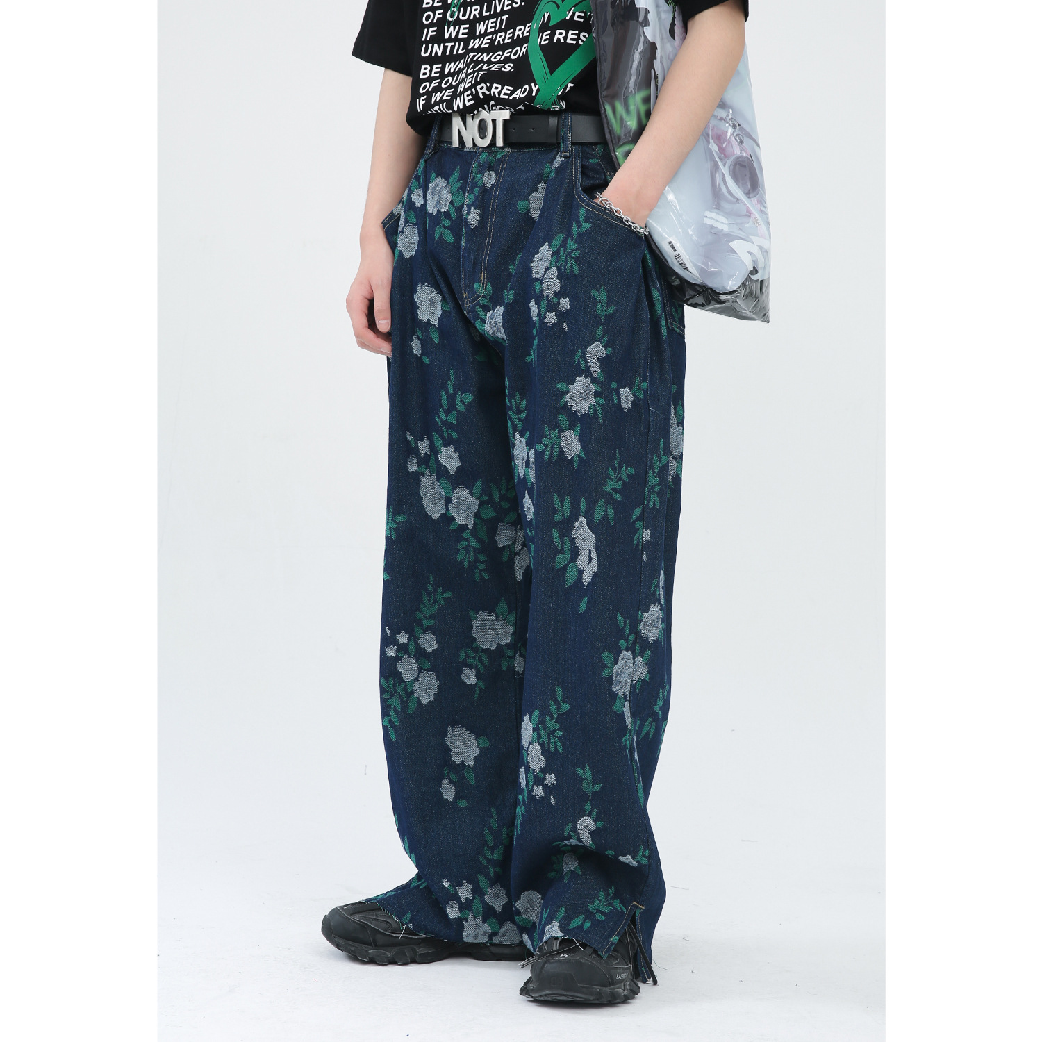 Mtlclothes ropa de Hombre | 2022 verano nuevo estilo coreano jacquard diseño ins moda marca split jeans hombres