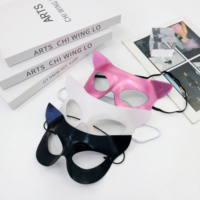 Amazon transfronterizo PVC cara de gato mitad cara máscara de color sólido espectáculo de fiesta sexy dama máscara de ojos TK