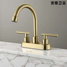 跨境北美美式水龙头4寸双把手 304不锈钢冷热面盆水龙头洗面盆