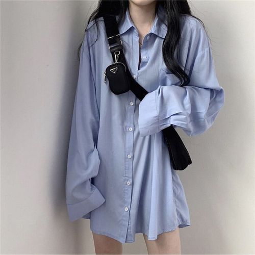 Women's Oversized Slim Fit Casual Long Sleeve Short Sleeve Loose Summer Cover-up Blouse Top with Design