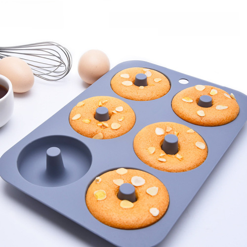 Cross-border 6-in-a-row silicone donut mold DIY handmade cake pan heat-resistant baking round cake tool wholesale