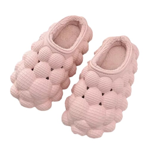 Women's Winter Cotton Slippers with Half-Length Design, Personalized, Warm and Durable, High-Grade Lychee Pattern Slippers for Men to Wear Outdoors