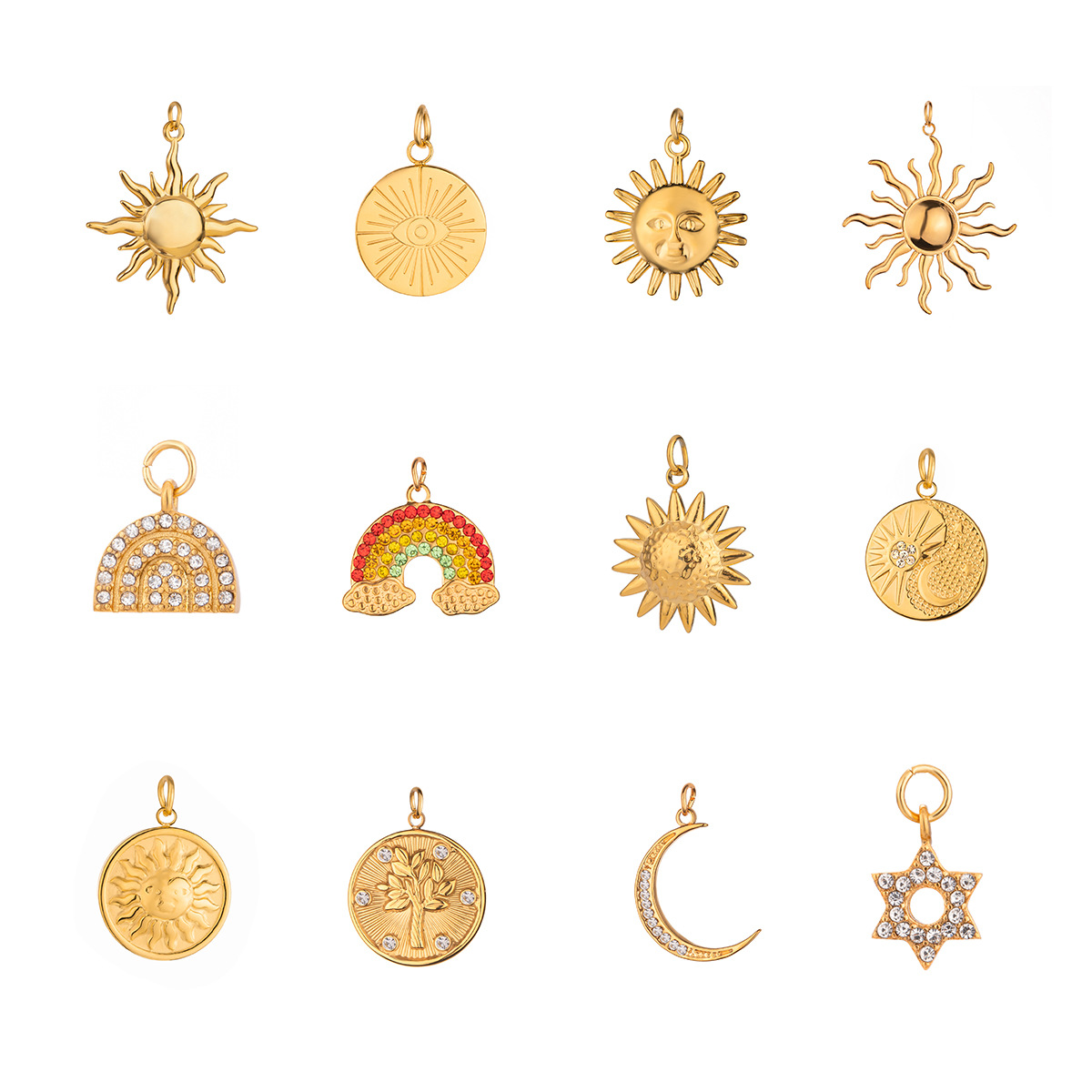 Wanxing Colgante de joyería transfronteriza europea y americana Xingyue 18k oro acero inoxidable joyería hidráulica solar colgante de accesorios grandes