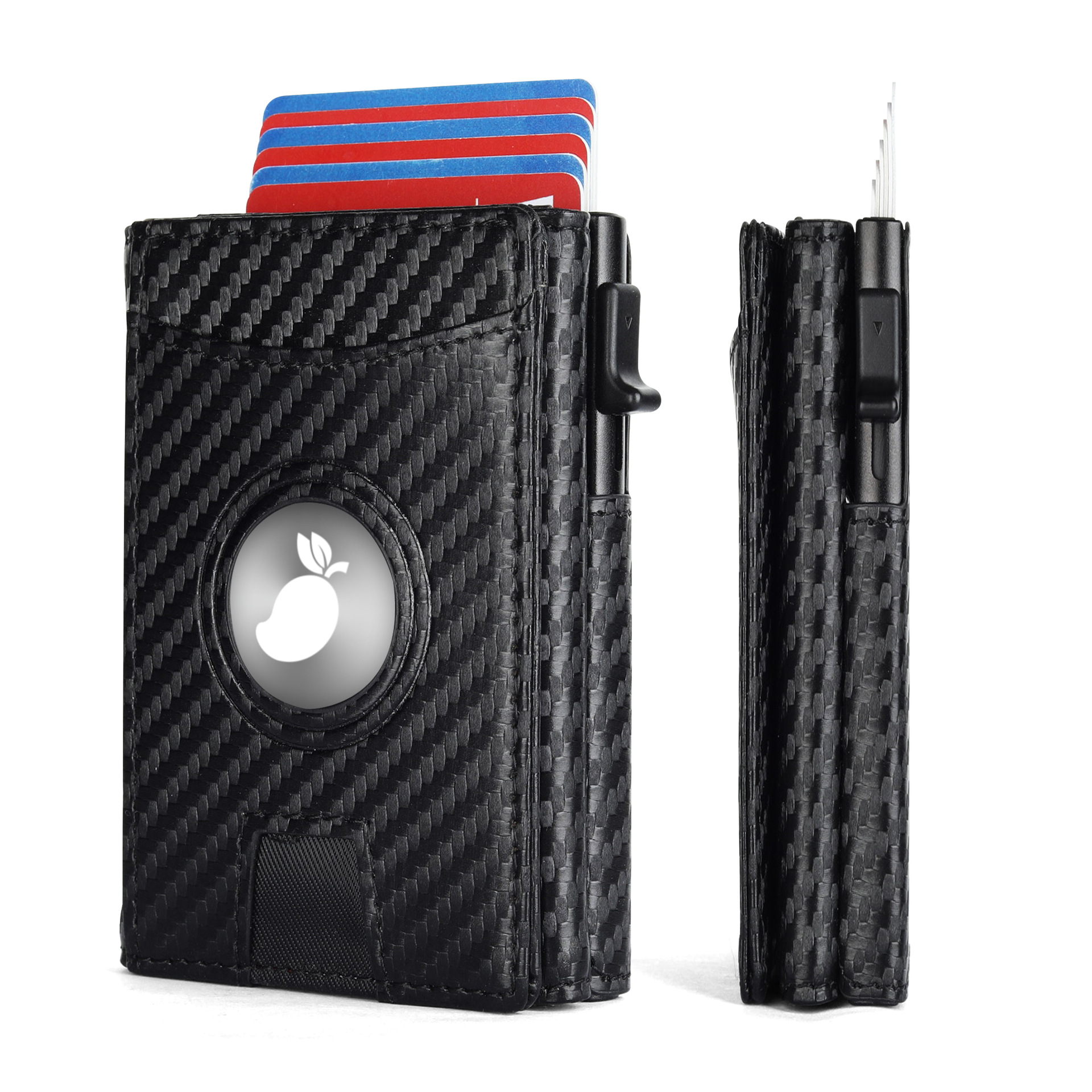 Airtag cartera rastreo de tarjetas de posicionamiento anti-damagnetismo de fibra de carbono explosión tres plegables bolsas de tarjetas para hombres cartera de alto nivel