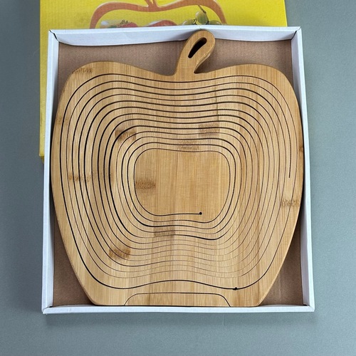 Handheld Folding Fruit and Vegetable Basket Made of Bamboo and Wood, Convenient for Storage, Home Goods, Tourist Attraction Souvenirs