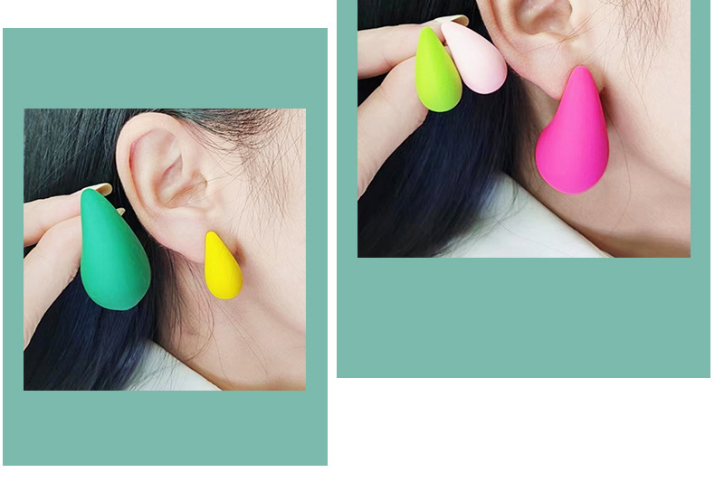 Daily, Street Occasion Acrylic Material Water Droplets Pattern 1 Pair Simple Style Water Droplets Spray Paint Arylic Ear Studs