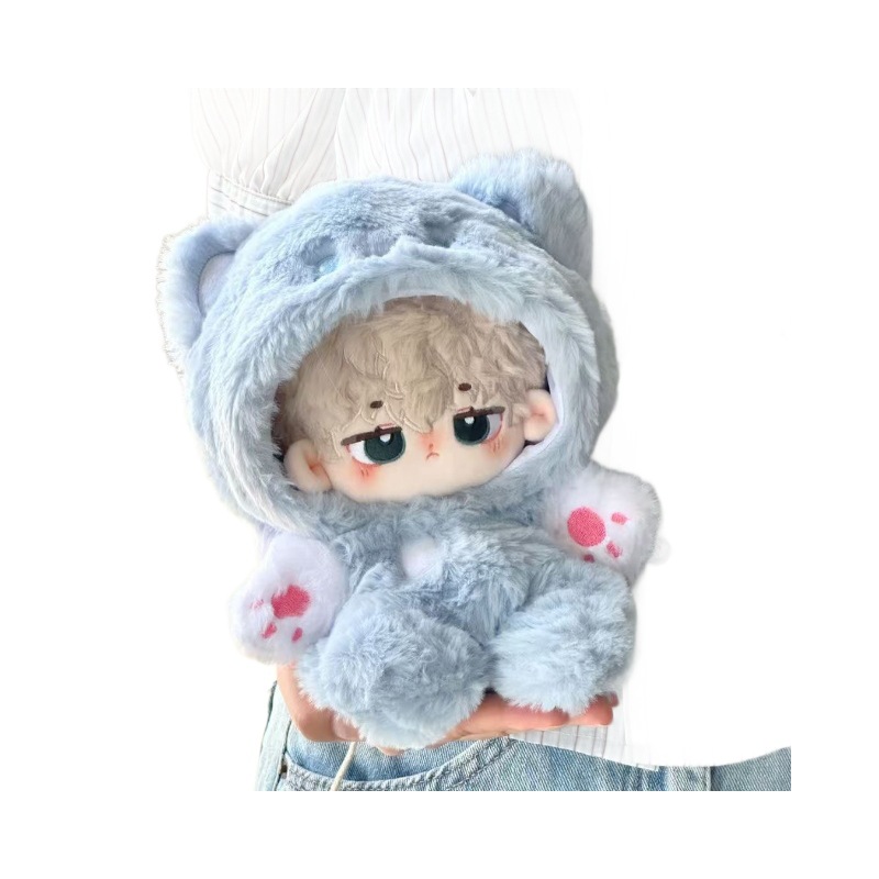 20cm 와복 귀여운 동물 목화 점프슈트 인형 옷을 갈아입다 털모자 점프슈트