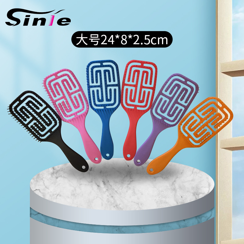 Peine de dientes anchos de plástico hueco peine de costilla de pelo peine de masaje de cabeza peine de placa grande transfronteriza