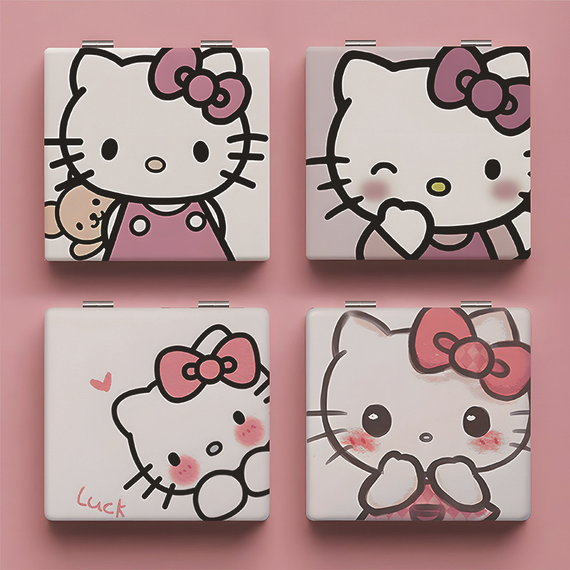 Lindo espejo pequeño Sanrio Kulomi espejo de maquillaje portátil de alto valor espejo de maquillaje portátil dormitorio de estudiantes espejo de maquillaje plegable