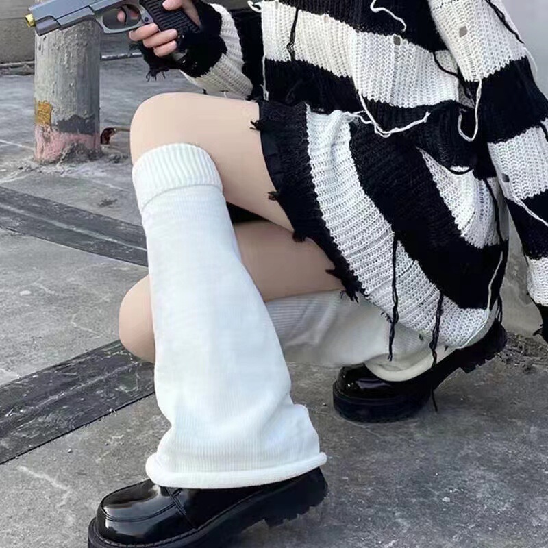 Japanese-Style Jk Mid-Calf Flared Knit Sock Warmers, Student Knee Pads, Slouch Socks, Spicy Girl Style Subculture Wide-Leg Socks Japanese-Style Jk Mid-Calf Flared Knit Sock Warmers, Student Knee Pads, Slouch Socks, Spicy Girl Style Subculture Wide-Leg Socks