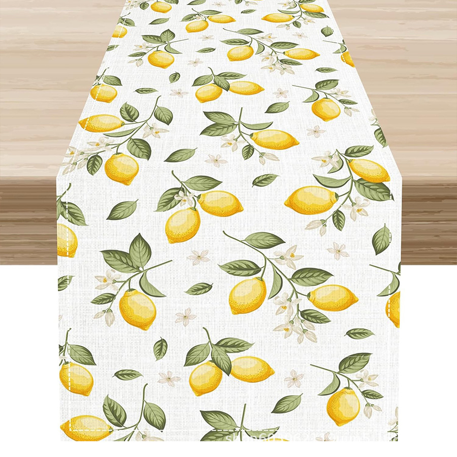 Nuevo verano limón lino bandera de mesa de fiesta al aire libre decoración de mesa de té de tela en el hogar bandera de mesa de té