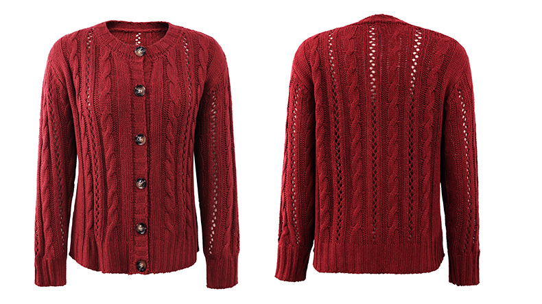 Twisted Rope Twist Single-Breasted Sweater Cardigan NSMMY82947