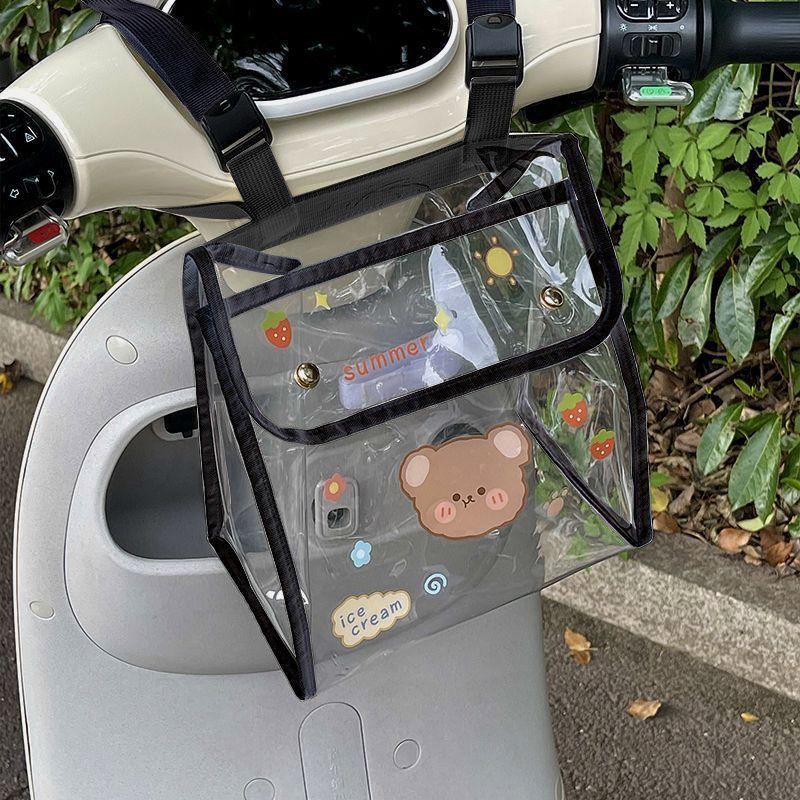 Electric scooter charger rain cover, transparent hanging bag, universal front-mounted storage bag for electric bikes, bicycles, and mobile phones