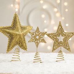 Gangheng Christmas iron sticky powder hollow tree top star Christmas tree decorations shiny five-pointed star star top decoration
