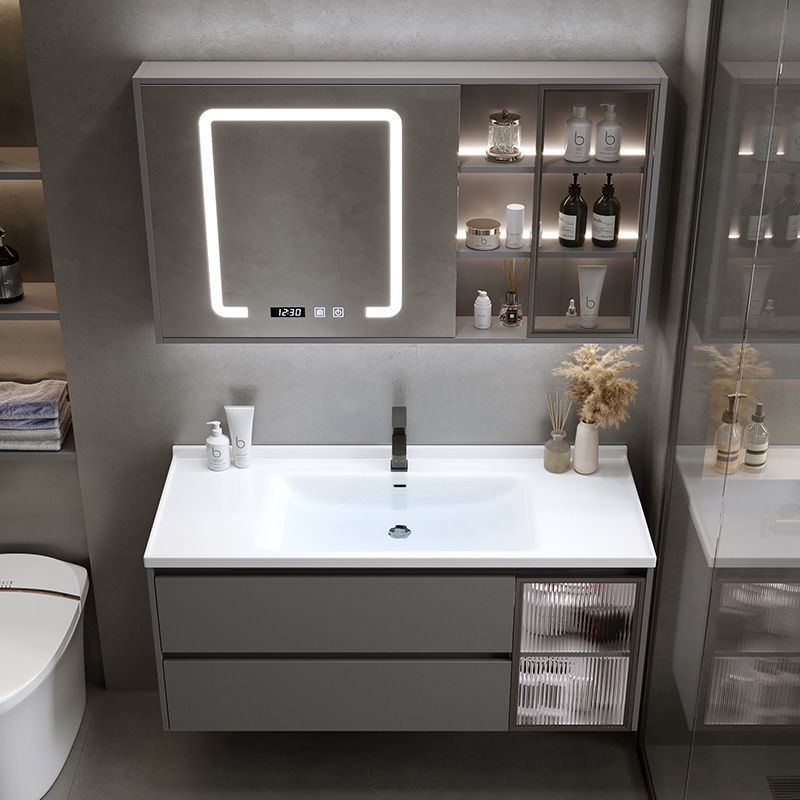 Luz de lujo de cerámica integrada cuenca baño gabinete combinación baño lavabo inteligente lavabo traje