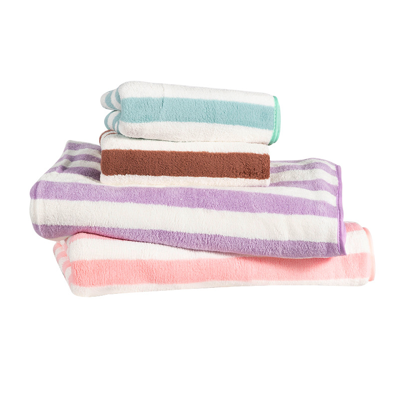 Toalla de baño a rayas de lana de coral hogar adulto fuerte absorbente de secado rápido Toalla de abrigo de bebé Toalla de playa Toalla de baño al por mayor
