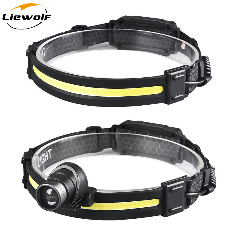 Transfronterizos venta caliente de silicona faro LED inteligente inducción doble fuente de luz inundación de aventura camping linterna de luz intensa