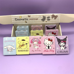 跨境三麗鷗pu摺疊鏡雙面鏡庫洛米化妝鏡大耳狗小方鏡美樂蒂美妝鏡