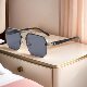 Cross-Border New Style Sunglasses for Men with Big Faces, Slimming, Driving, Anti-Uv, Advanced Half-Frame Men's Sunglasses, Square Frame