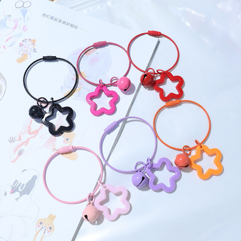 卸売カラフルな五芒星ベルキーホルダーアクリル中空ペンダントバッグヘッドフォンカバーキーホルダーペンダント|undefined