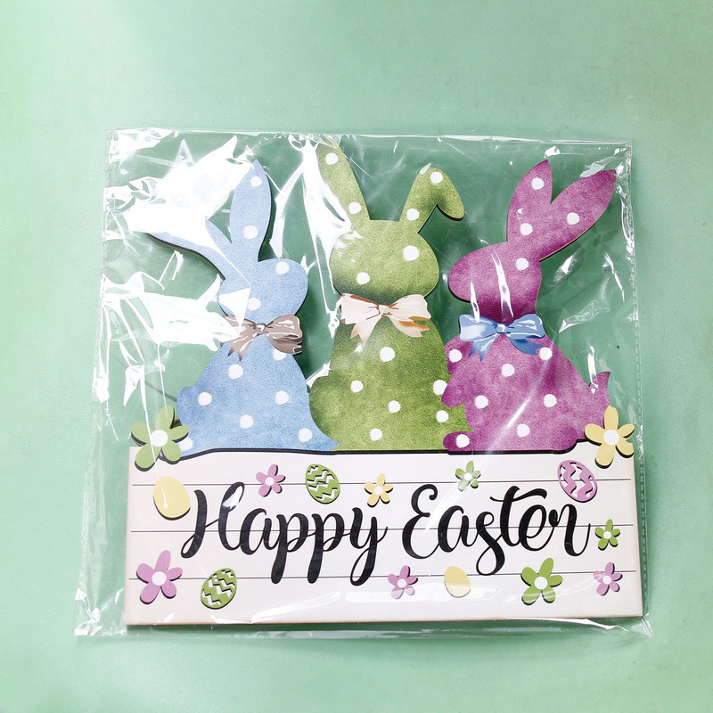Transfronterizos de dibujos animados de Pascua conejo logotipo de madera lista primavera conejo decoración de madera colgante decoración de Pascua