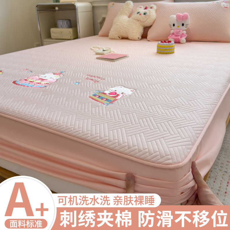 Cama de algodón de clase A para madres y bebés una sola pieza de cubierta de cama para niños gruesa cubierta protectora de colchón Simmons tres piezas