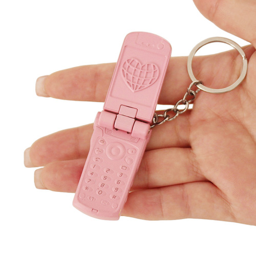 Mini mobile phone with flip cover, rotating, all-metal toy decoration gift keychain cosplay physical model merchandise