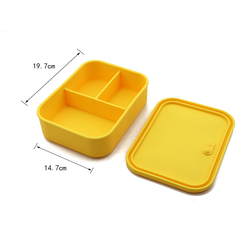 Lonchera de silicona de venta caliente transfronteriza, lonchera para estudiantes, lonchera portátil para trabajadores de oficina, compartimento cuadrado antiolor