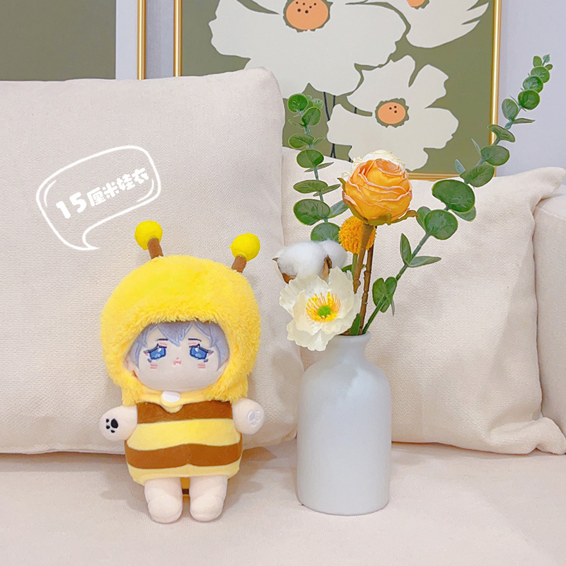 Abeja Linda ropa de muñeca de algodón pequeño sombrero de abeja estilo animal desgaste a juego ropa de muñeca accesorios de felpa ropa