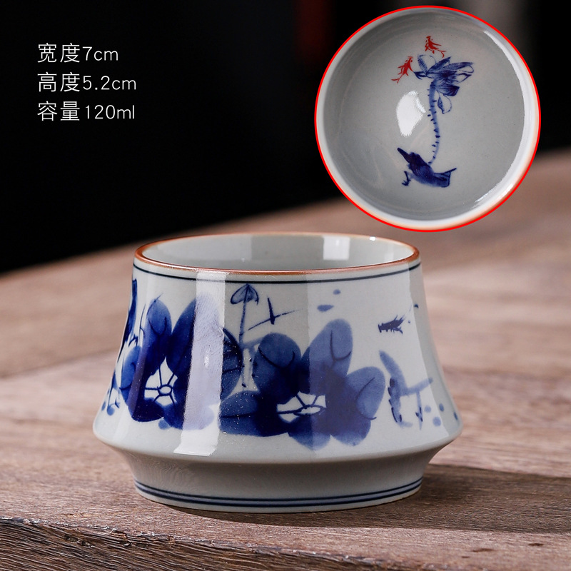 Taza de cerámica retrógrada de color azul taza de hogar taza de bebida taza personal de gran capacidad taza de té cocinada horno taza de té