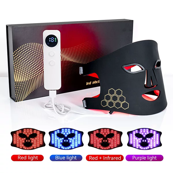 Led Photon Rejuvenation Beauty Device Red Light Mask Hot Compress Deep Cleansing Silicone Mask Device for Home Use