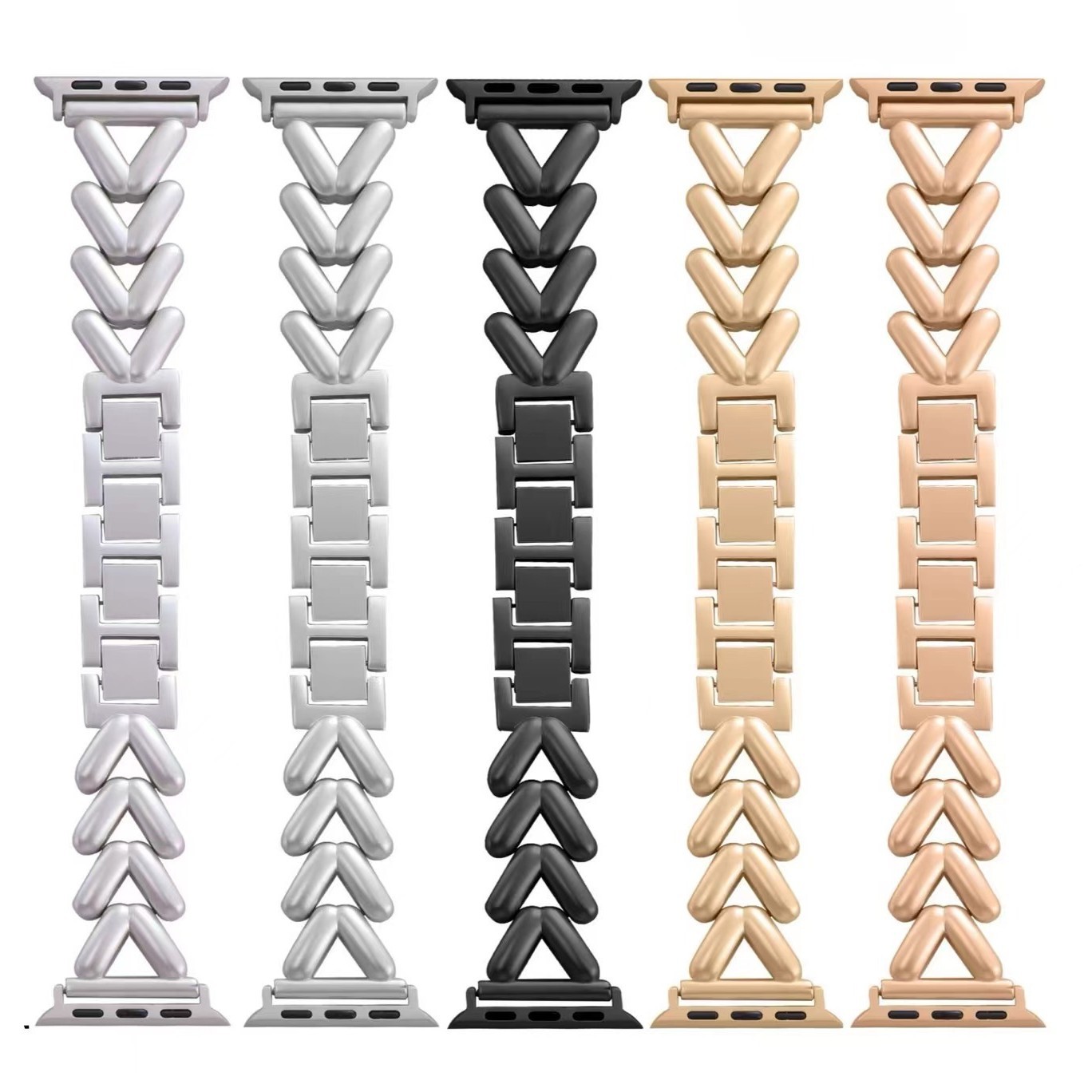 Suitable for Apple Applewatch9 Strap Heart Watch Chain Metal Small Fragrance Women's Chain S10 Watch Strap