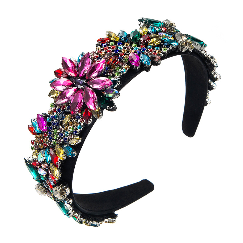 Baroque Fashion Shiny Double Gemstone Full Drill Headband European And American Retro Hair Accessories display picture 9