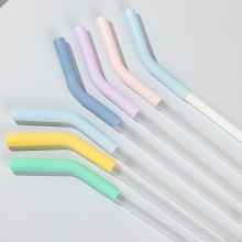 厂家直销食品级硅胶水杯吸管儿童玻璃杯子饮水管弯吸管果汁软吸管