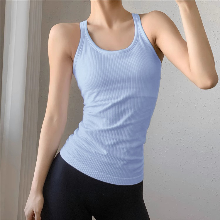 Camiseta sin mangas acanalada al por mayor, estilo yoga, deportiva, ajustada, estilo lululemon, lw1cjus