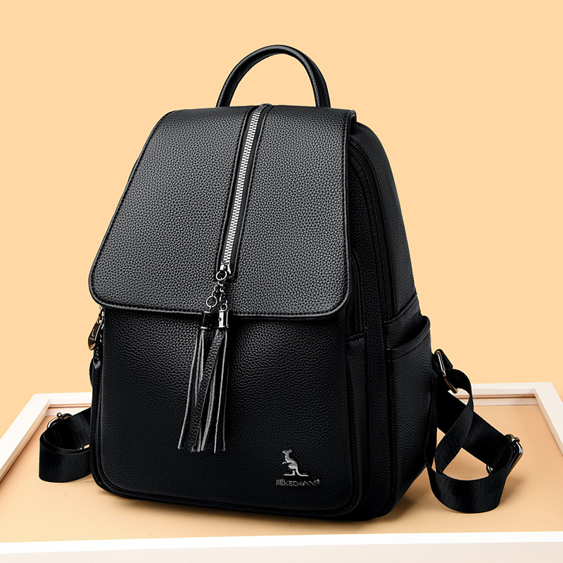 Mom's backpack, new tassel versatile casual women's bag, large capacity, high-quality texture, stylish travel bag_voghion.com