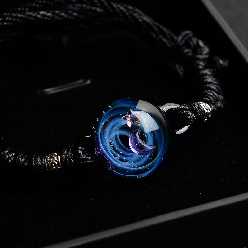 Japanese Star Glass Ball Cosmic Glaze Bracelet Adjustable Fantasy Star Ball Jewelry Birthday Gift for Men and Women