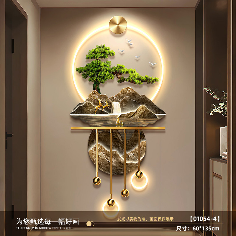 Pintura decorativa del porche de la casa de bienvenida, pintura mural de alto grado, pintura de paisaje, pintura de lámpara de hierro forjado tridimensional