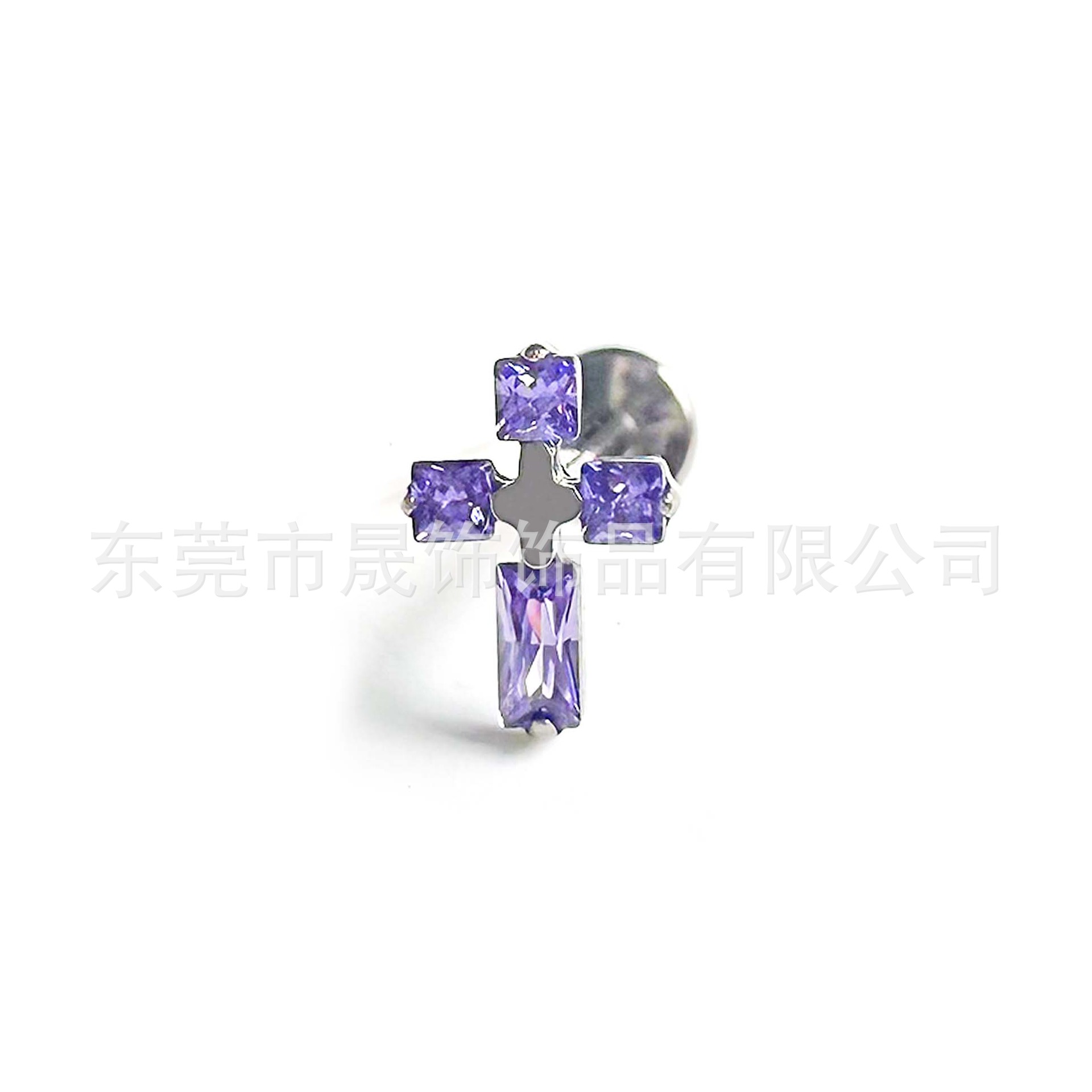 F136 Titanium 方糖 Cross 超闪5A Cubic Zirconia G23 Implant Grade Titanium Ear Stud Labret Stud 植入级 Piercing 替换头