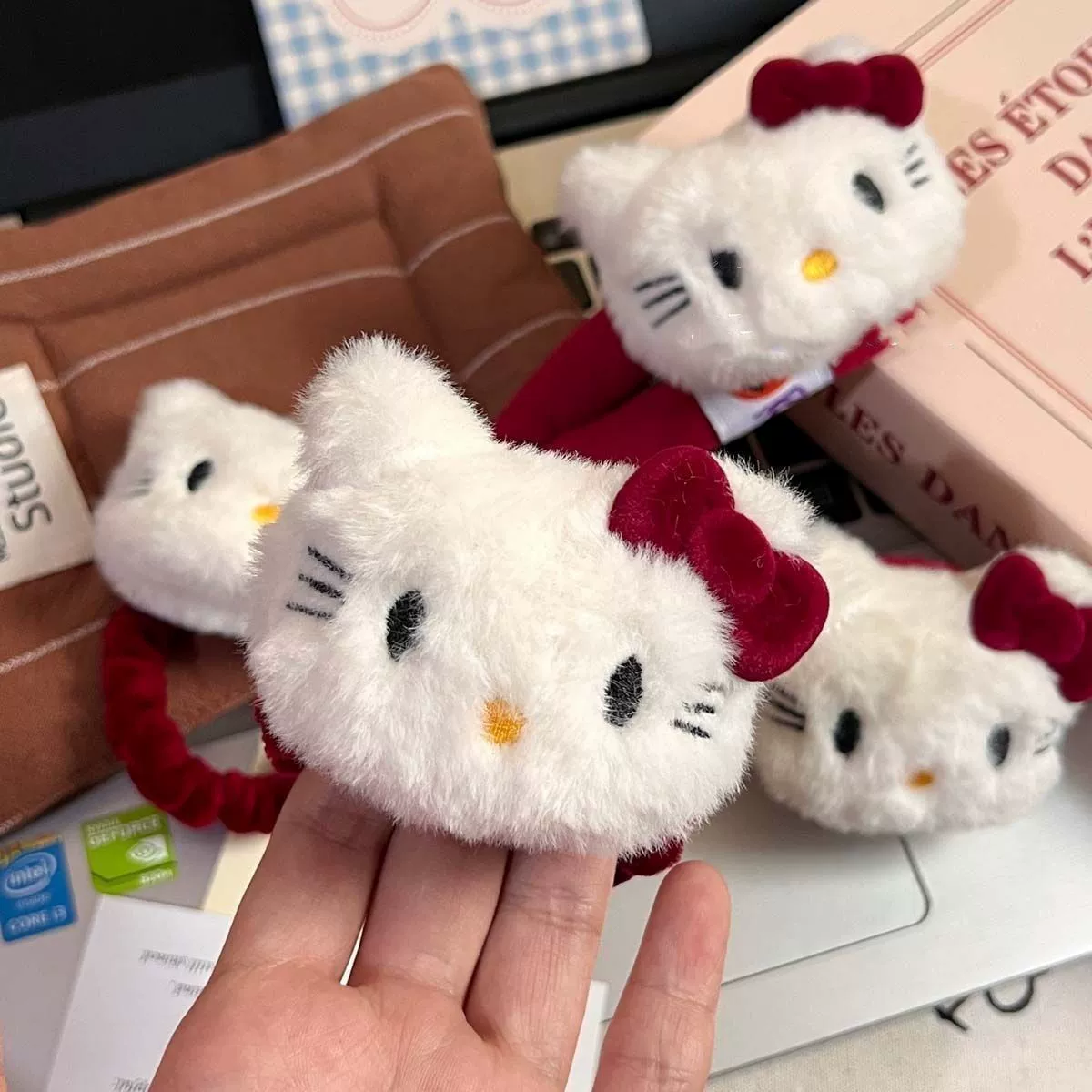 Новый красный котенок-кошачьи волосы кружки мультяшная кукла маленькой девочки заколка сбоку милый галстук для волос