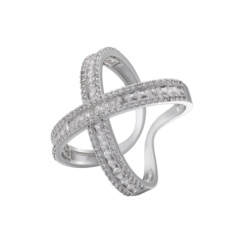 Solid Color Pattern Women'S Gender Fashion Solid Color Copper Open Ring Plating Inlay Zircon Copper Rings