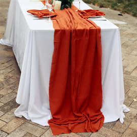 跨境热卖桌旗桌布婚礼派对北欧装饰餐巾餐桌餐垫素色全棉麻口布