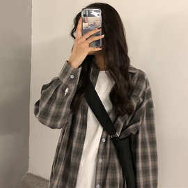 格子衬衫女设计感小众时尚很仙上衣超仙洋气防晒衣薄外套图片色