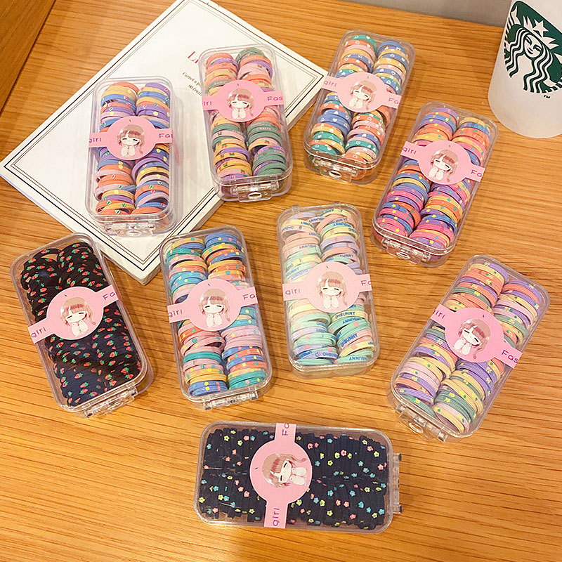 60 piezas ~ banda de goma para niñas El tamaño pequeño no duele el cabello banda de goma cuerda de pelo Internet celebridad niños bebé cuerda de pelo bebé anillo de pelo