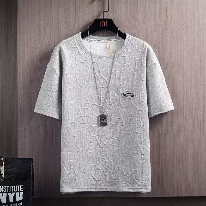 Источник производителя летней жаккардовой футболки с короткими рукавами мужской прилив