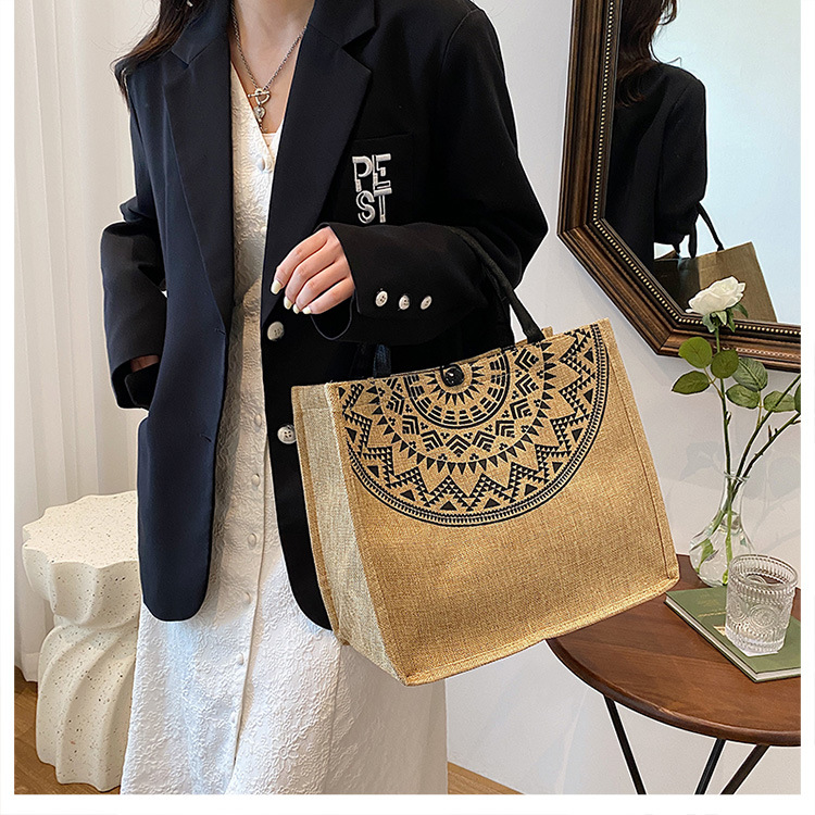 Ethnic Style Printing Square Hook Loop Tote Bag display picture 2