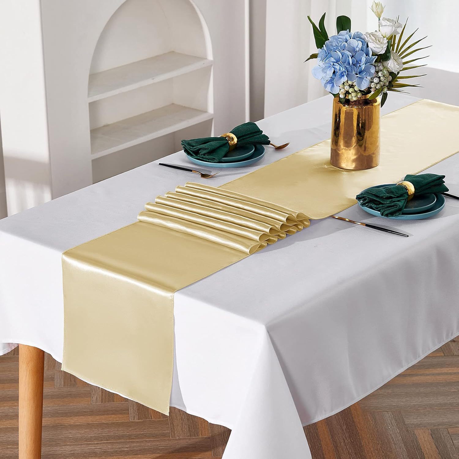Venta caliente transfronteriza toalla de mesa de seda de satén de estilo europeo bandera de mesa con borde de bloqueo de alta densidad mesa de comedor decoración de fiesta de boda suministro de origen image 6