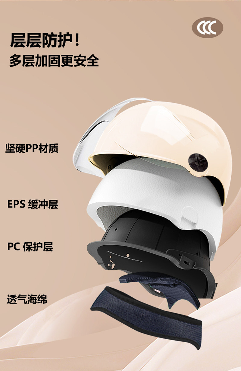 New National Standard 3C Certified Electric Vehicle Helmet, Cute Female Model Electric Vehicle Safety Helmet, Universal Motorcycle Half Helmet for All Seasons
