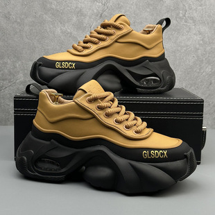 Men's Shoes Spring and Autumn New Leather All-match Trendy Men's Fashionable Casual Shoes Thick Sole Increased Zhongbang Sports Torre Shoes